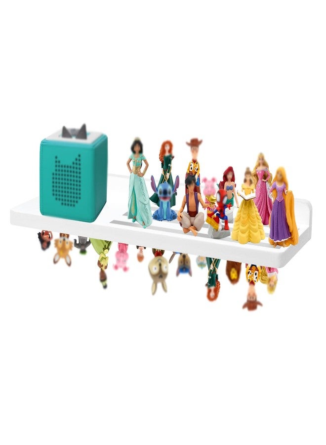 DigNew for Tonie Shelf Magnetic,for Tonie Storage Wall, Holds 38+ Characters Creative Magnetic Top & Back,Pinewood Floating Shelves for Wall,Dedicated Charging Slot for Tonebox,1 Tier - White Color - Image 1